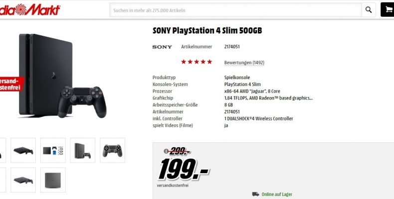 Sony снижает цену на PS4 Slim до €199